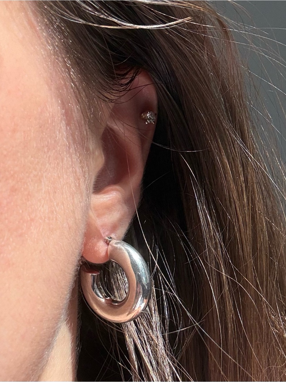 Polished Silver Hoop Earrings - Classic Women Jewelry